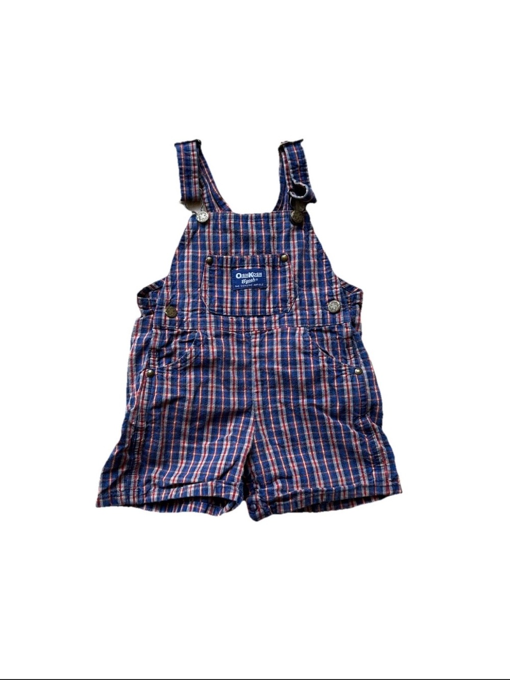 VTG OshKosh Bgosh Plaid Vestback Overalls Size 18M